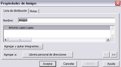 propiedades de lista distribucion