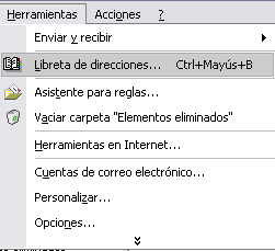 menu libreta direcciones