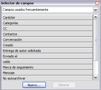 Selector de campos