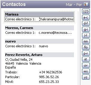 Vista Tarjeta de visita