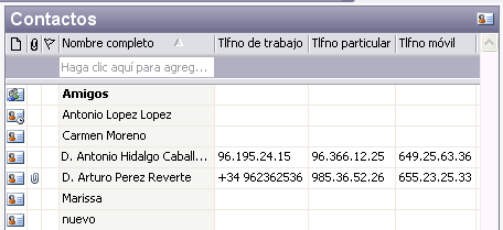 Vista lista de tel&eacute;fonos