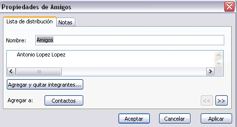 propiedades de lista distribucion