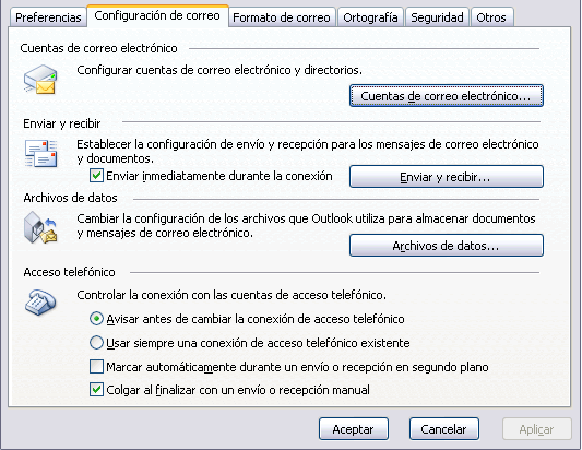 configuracion de correo