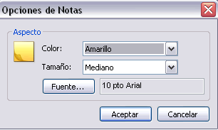 opciones de Notas