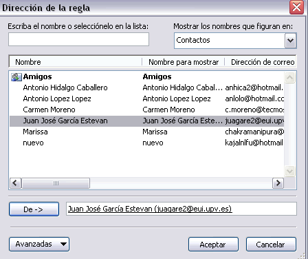 direccion de la regla