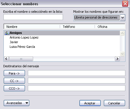 seleccionar nombres