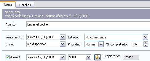 pantalla tarea repetitiva