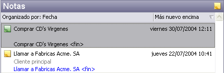 Vista notas por lista