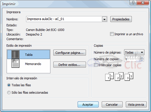 pantalla impresi&oacute;n