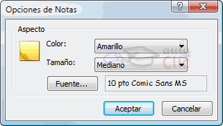 opciones de Notas