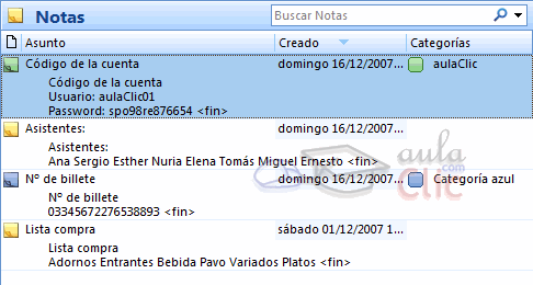 Vista notas por lista