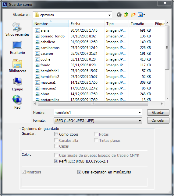 Cuadro de di&aacute;logo Guardar como...