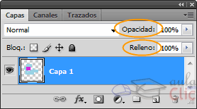 D&oacute;nde encontrar las opciones de Opacidad y Relleno