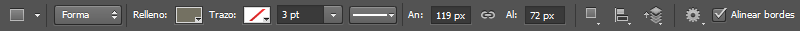 Grupo de Herramientas de Forma en la barra de opciones