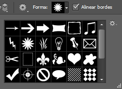 Desplegable de la opci&oacute;n Forma