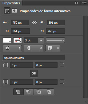 Panel de propiedades de rect&aacute;ngulos redondeados editables
