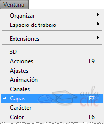 Capas en el men&uacute; Ventana