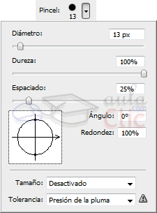 Desplegable de configuraci&oacute;n del pincel del Borrrador de fondos