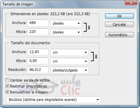 Cuadro de di&aacute;logo de Tama&ntilde;o de imagen