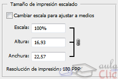 Opciones de tamaño en Vista previa