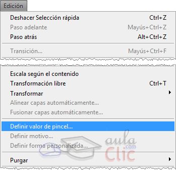 Definir valor de pincel en Edici&oacute;n