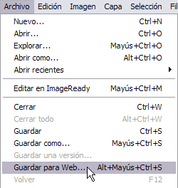 Guardar para web en Archivo