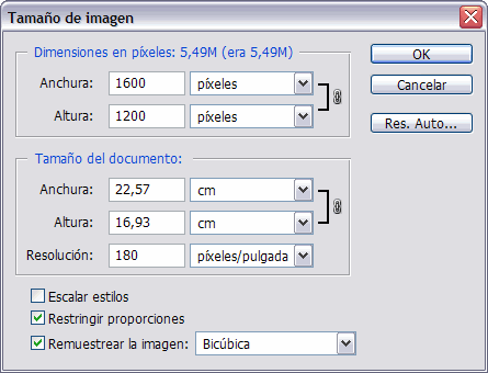 Cuadro de di&aacute;logo de Tama&ntilde;o de imagen