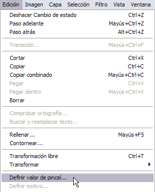 Definir valor de pincel en Edici&oacute;n