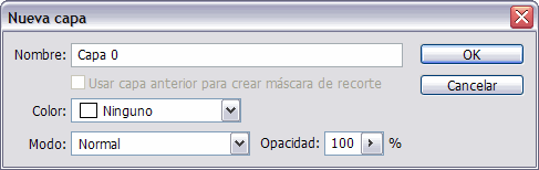 Cuadro de diálogo de Propiedades de Capa para Fondo