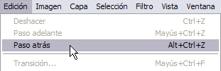 Paso atr&aacute;s en el men&uacute; Edici&oacute;n