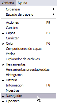 Navegador en el men&uacute; Ventana