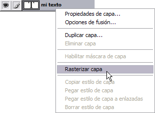 Rasterizar capa en menu contextual