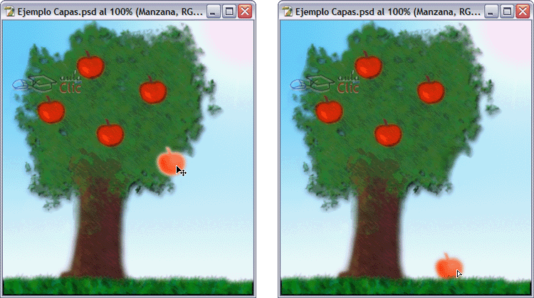 Ejemplo de desplazamiento de capas