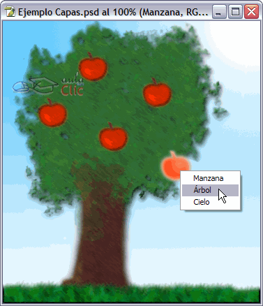 Ejemplo de selección de capa