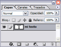 Capa de texto en la Ventana Capas