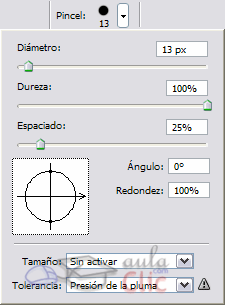Desplegable de configuración del pincel del Borrrador de fondos