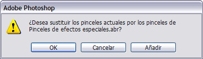 Advertencia de Cambio de Pinceles preestablecidos