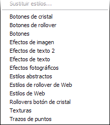 Men&uacute; contextual de la ventana Estilos