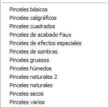 Lista despegable de Opciones de Pincel