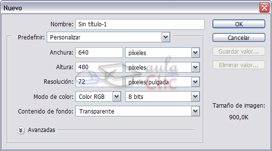 Ventana de diálogo de Nuevo Documento