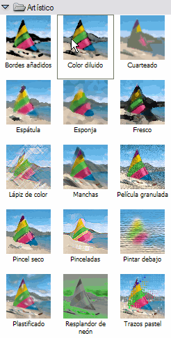 Grupo de filtros art&iacute;sticos