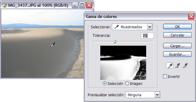 Ejemplo de selección por Gama de colores