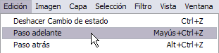 Paso adelante en el men&uacute; Edici&oacute;n