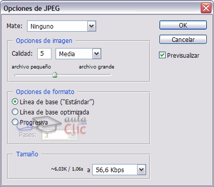 Opciones JPG