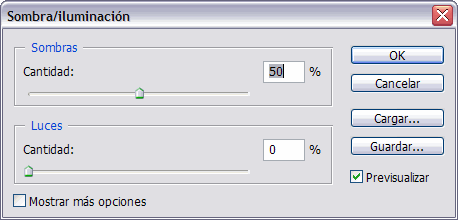 Cuadro de di&aacute;logo de Sobra/iluminaci&oacute;n