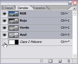 Activando la visibilidad de la máscara de capa