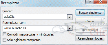 Di&aacute;logo buscar y reemplazar