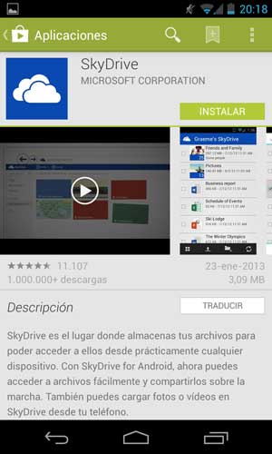 skydrive en google play