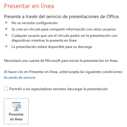 presentar en línea