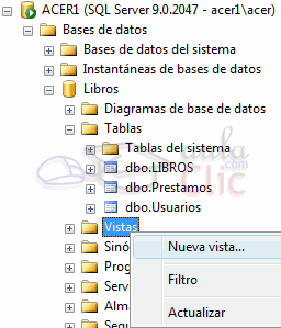 SSMS - Nueva vista (contextual)